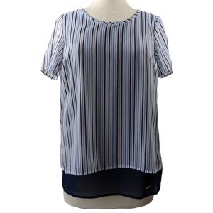 MICHAEL Michael Kors NWT Blue & White Stripes Layered Blouse Small